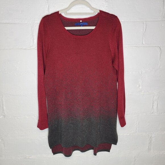Apt 9 Sweaters - Apt 9 Women's Large Pullover Tunic Sweater Red Gray Sparkle